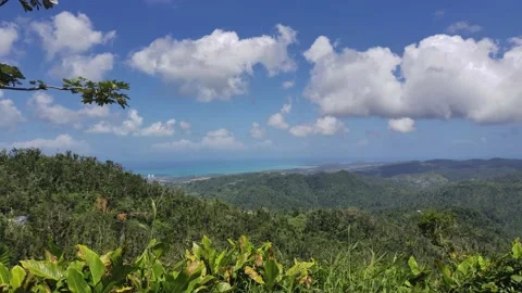 El Yunque Rain Forest with Beautiful Clouds, San Juan, Puerto Rico Stock Footage