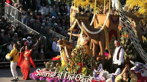 ELABORATE FLOAT IN A PARADE Stock Footage 33847267