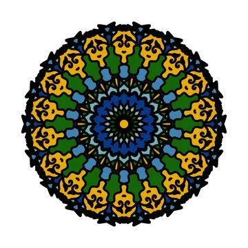 Elaborate Ornamental Circular Mandala Pattern Stock Illustration