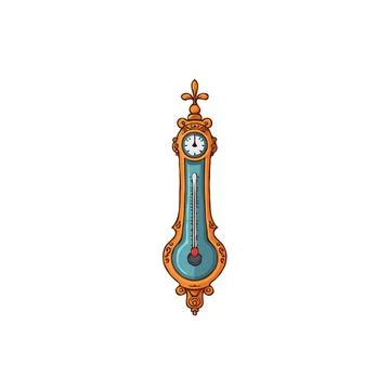 Elaborate vintage barometer artwork displaying atmospheric pressure, an aes.. Stock Illustration