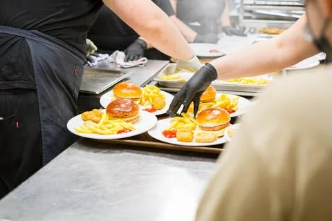 Elaboration of design dishes. Scenes of real teamwork by great Spanish profes Stock Photos