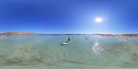 Elafonisi  beach in 360 VR Stock Footage