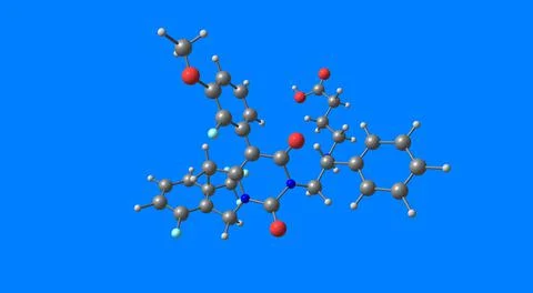 Elagolix molecular structure isolated on blue Stock Illustration