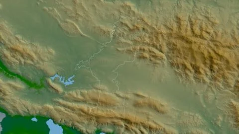 Elas Pia, Dominican Republic. Colored shader data with lakes and rivers Stock Illustration