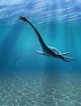 Elasmosaurus Undersea Stock Illustration