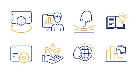 Elastic, Augmented reality and Organic product icons set. Vector Stock Illustration
