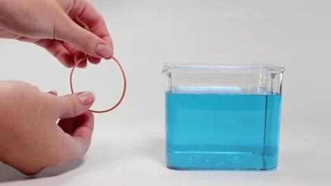 Elastic Band Floating and Sinking in Water Experiment Video stock 308448038