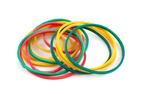 Elastic bands on a white background Foto stock