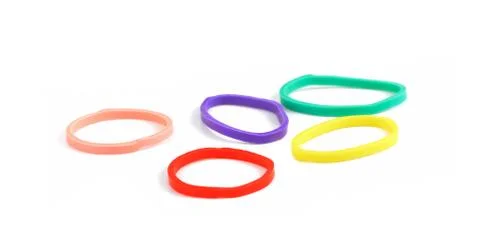Elastic bands on a white background Stock Photos