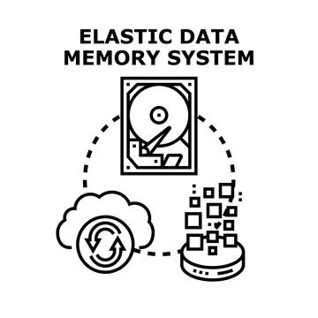 Elastic data memory system concept vector computing Stock Illustration