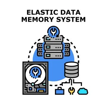 Elastic data memory system concept providing flexible storage Stock Illustration