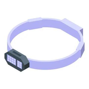 Elastic headlamp with adjustable strap for working in the dark isometric icon Stock Illustration