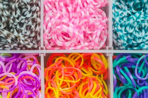 Elastic rainbow loom bands Stock Photos