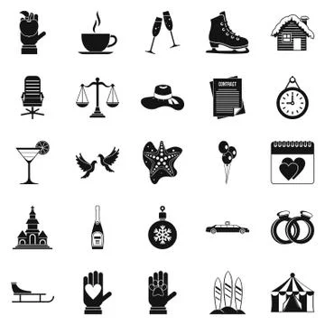 Elation icons set, simple style Stock Illustration
