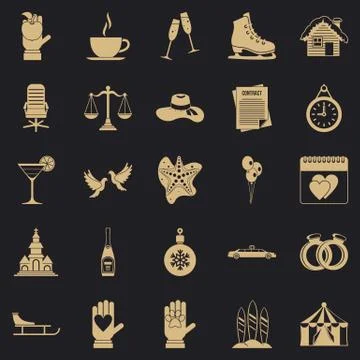 Elation icons set, simple style Stock Illustration
