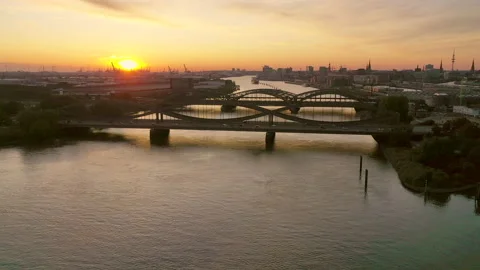 Elbe Bridges Stock Footage 136192612