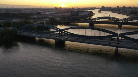 Elbe Bridges Tracking Stock Footage 116537597