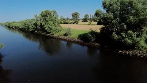 The Elbe in Lower Saxony with banks Stock Footage 244447175