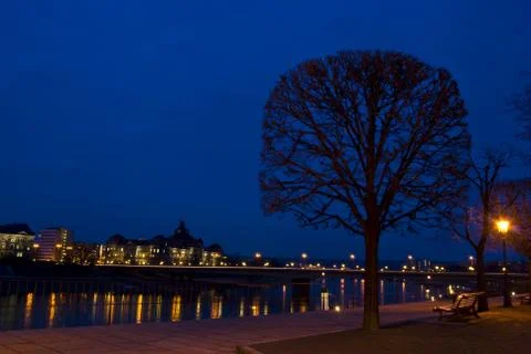 Elbe at night Stock Photos