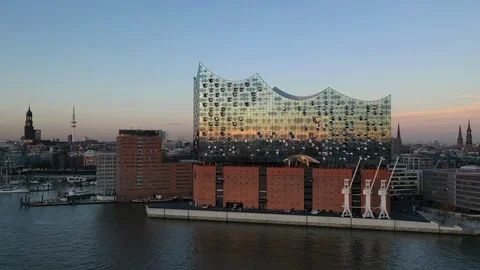 Elbe Philharmonic dusk Stock Footage 105288673