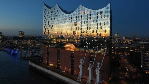 Elbe Philharmonic in the Dusk Video stock 121645340