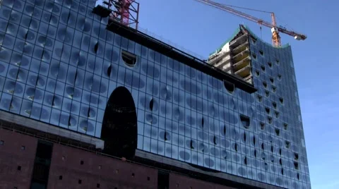 Elbe Philharmonic Hall under construction Stock Footage 40539627