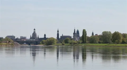 Elbe River and Old Dresden Stock Footage 40143018