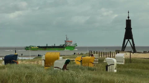 Elbe river at Cuxhaven Stock Footage 1028333