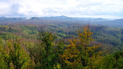 Elbe sandstone mountains, co called view Koenigsplatz, near Kirnitzschtal Stock Footage 129132642
