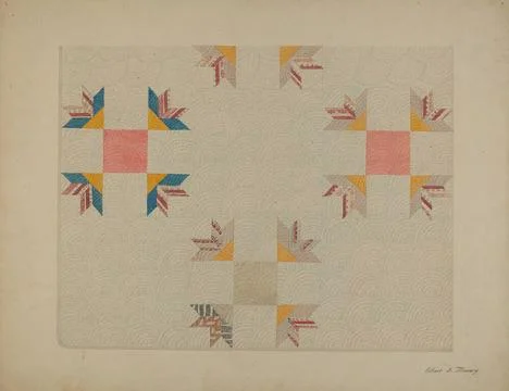 Elbert S Mowery, Patchwork Quilt, c 1937 Patchwork Quilt Copyright: xpiema... Fotos de archivo