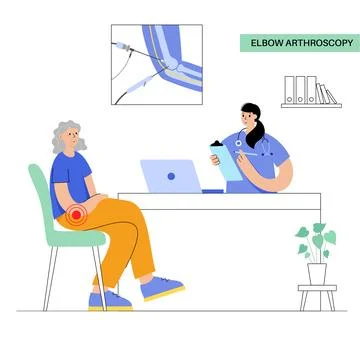 Elbow arthroscopy surgery Stock Illustration