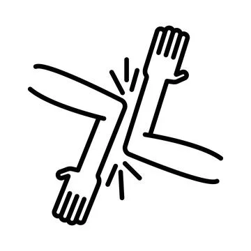 Elbow greeting icon linear logo mark in black and white Stock-Illustration