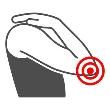 Elbow hurts solid icon, body pain concept, elbow pain vector sign on white Stock Illustration