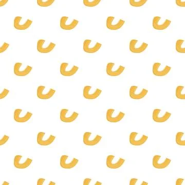 Elbow macaroni pasta seamless pattern white background Stockillustratie