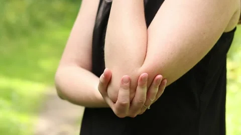 Elbow pain during exercise Stock Footage 311529361