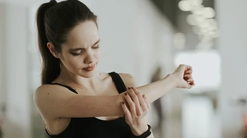 Elbow Pain. Face Expression. Close-up. Stock Footage 107553009