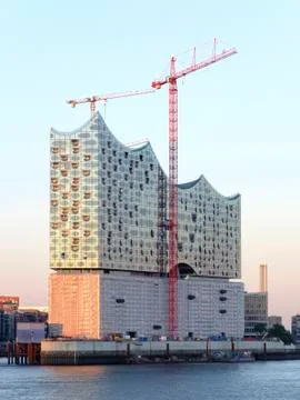 Elbphilharmonie in the Evening Stock Photos