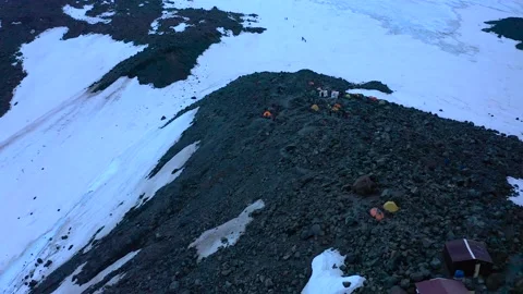 Elbrus base camp from the north side. Tent town. Stock-Footage 135636723