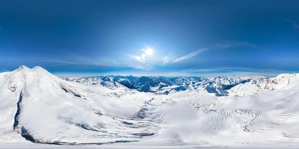 Elbrus, mounts sunny winter day Stock Photos