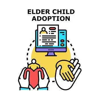 Elder child adoption application and family care イラスト素材