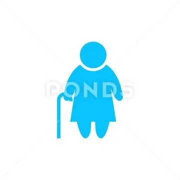 Elder lady icon flat Ilustração Stock