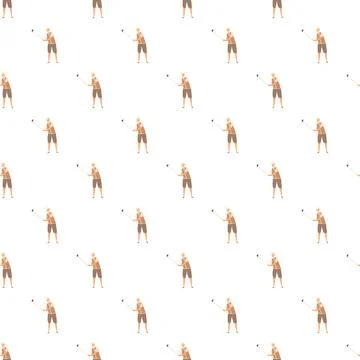 Elder man playing golf seamless pattern background Stock Illustration