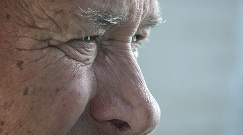 Elder man side portrait: closeup footage on old man's eyes Stock Footage 64306538