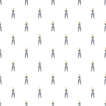 Elder man training with weights seamless pattern Illustrazione stock