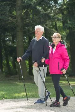 Elder pair strolling Fotos Stock