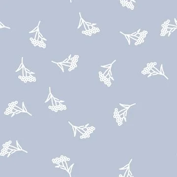 Elder plant line vector seamless pattern Stock Illustration