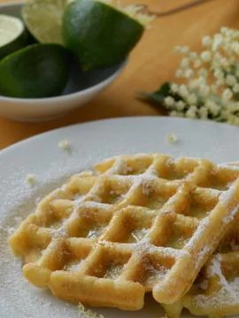 Elderflower waffles Stock Photos