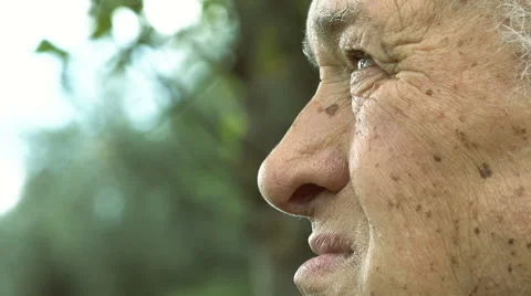 Elderly 70s man: side portrait of thoughtful man; wrinkled old man  스톡 동영상 58303731