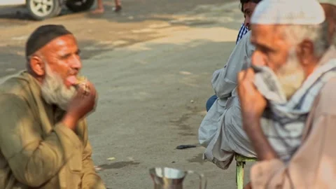 Elderly Bagger Enjoys Lunch Break in Karachi 6th Feb 2020 Editorial Stock Stock Footage 256987780