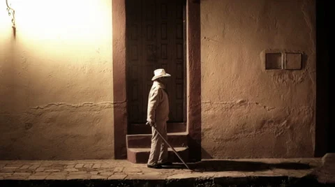 Elderly blind man Stock Footage 34040589